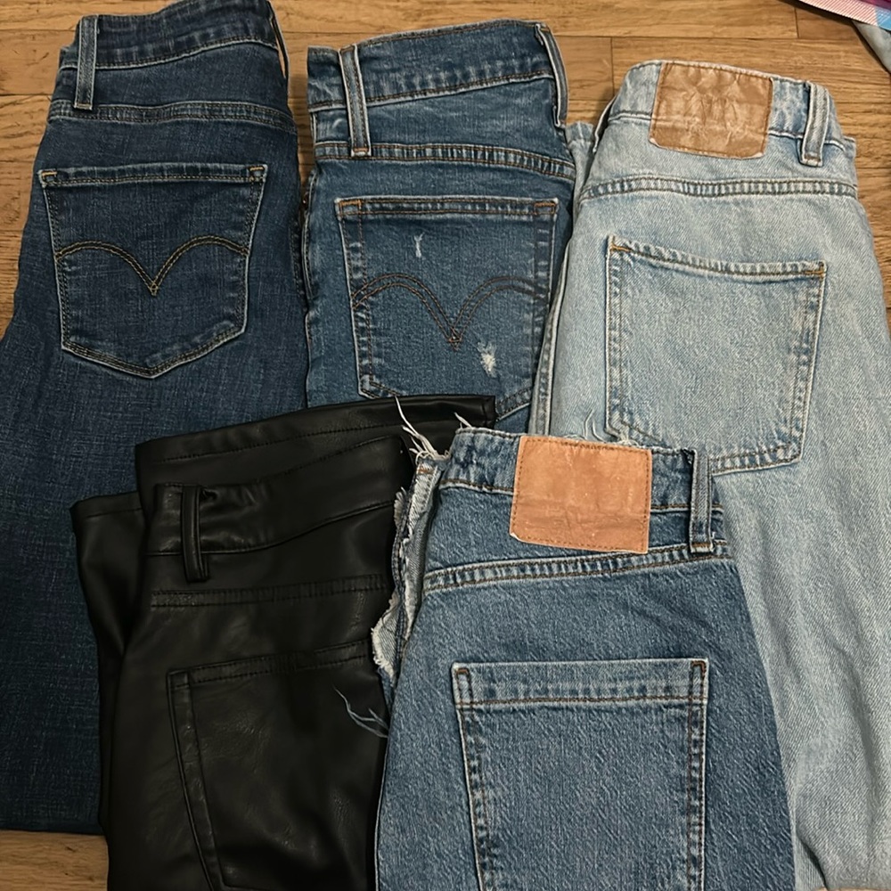 5 pack of Jeans. Levi, Zara, H&M.